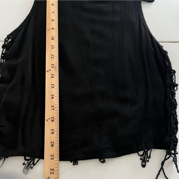 Nylon Apparel Sleeveless Top Lace up Side Tie Black Medium - Picture 10 of 11